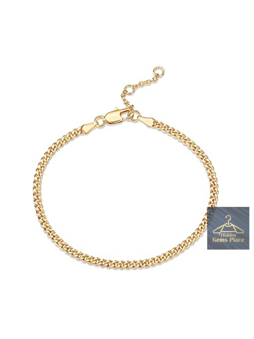 14K Gold Plated Curb Chain Adjustable Bracelet for Women